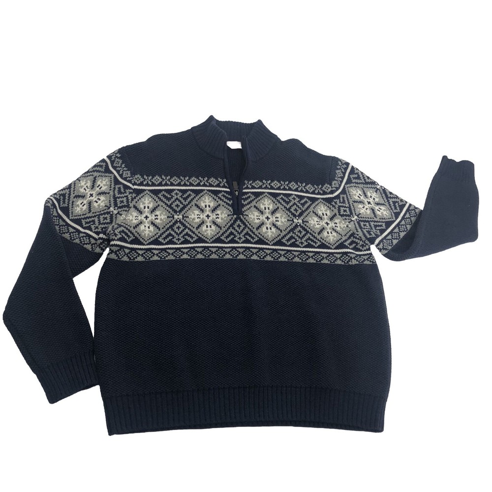 Izod 1/4 Zip Heavy Knit Fair Isles Sweater Men's 2XL XXL